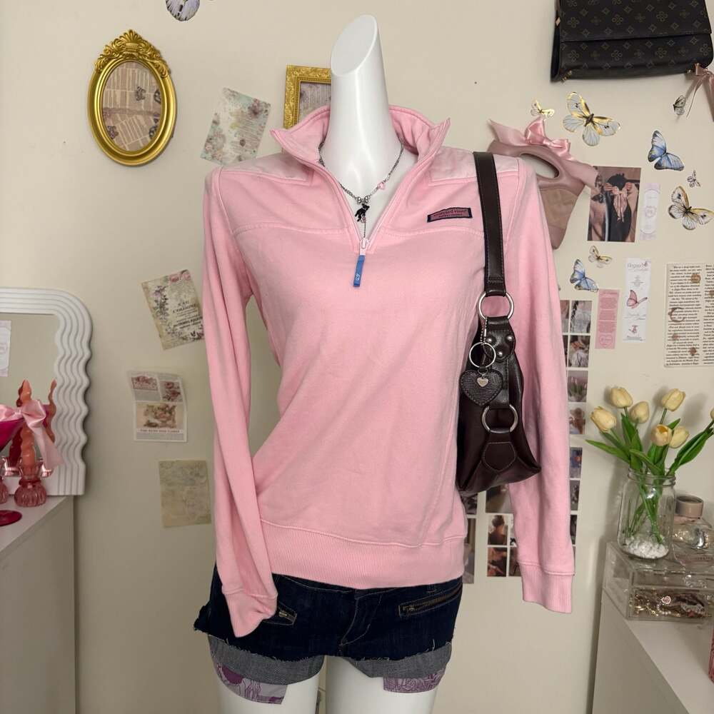 Vineyard Vines Women's Light Pink Half Zip Shep Shirt